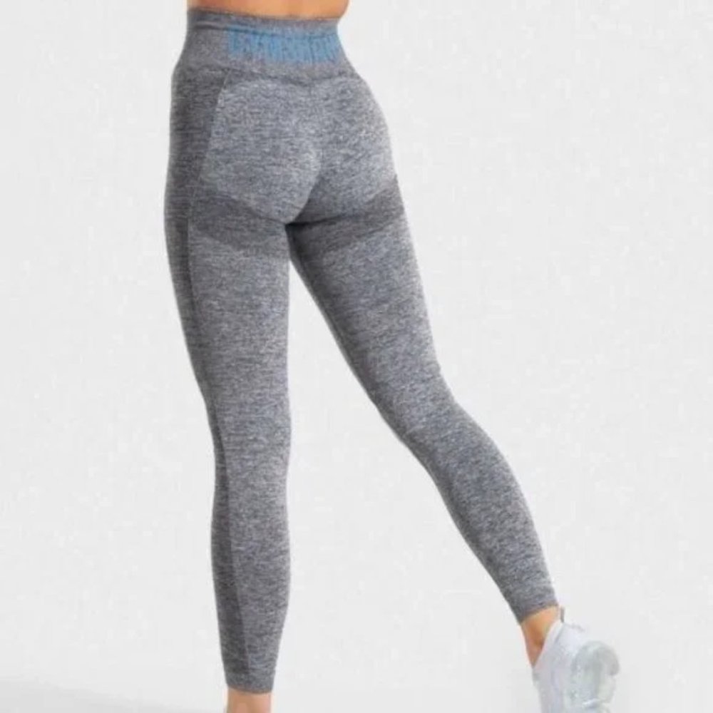 Gymshark Flex High Waisted Leggings - Charcoal Marl/Teal